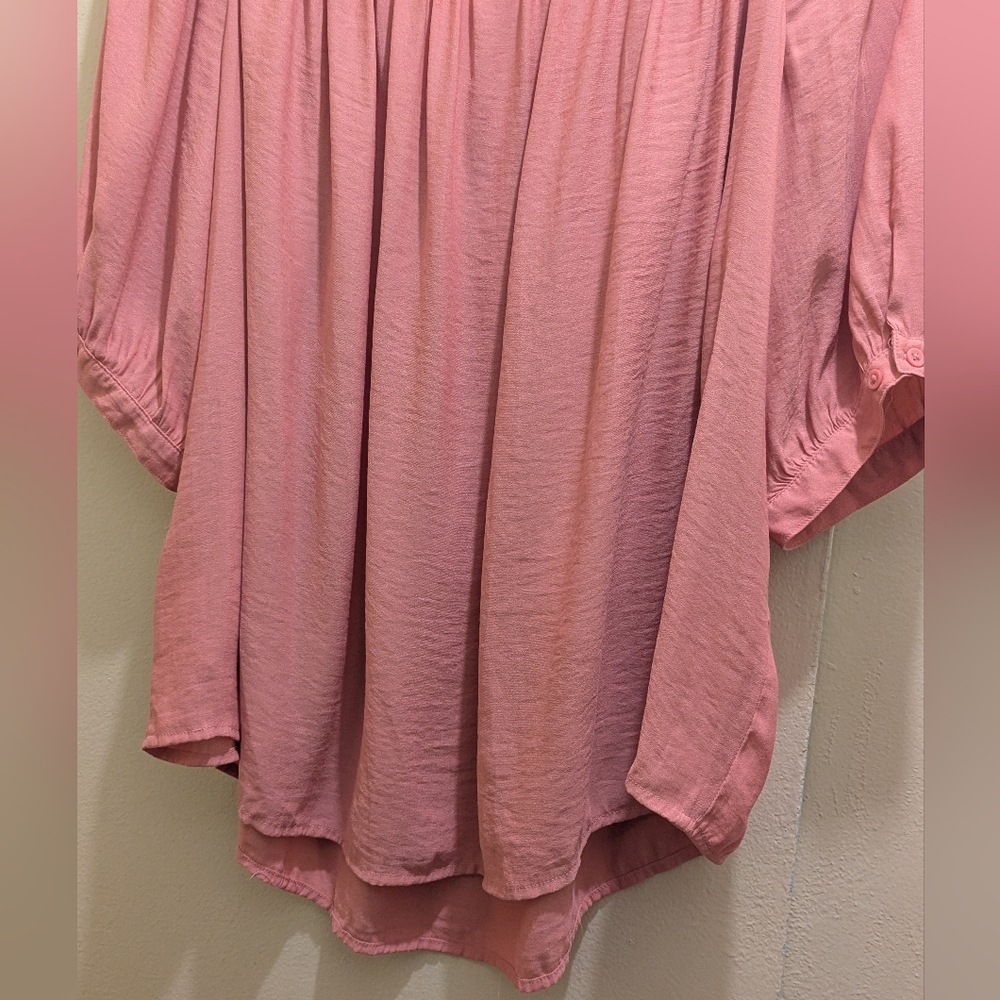 GAP Women's Dusty Pink Drapey Off-Shoulder Elbow Sleeves Peasant Blouse Top- XL - Picture 11 of 15